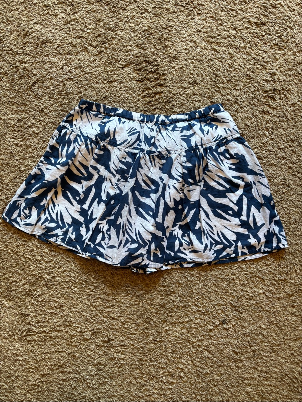 Navy and White Tropical Print Skirt